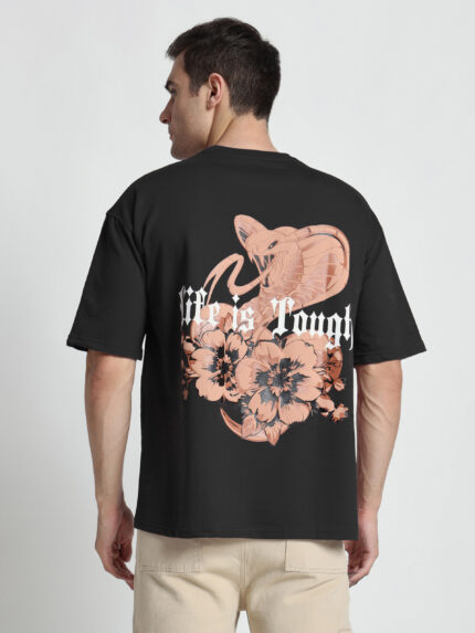 Life Is Tough Black Oversized T-Shirt