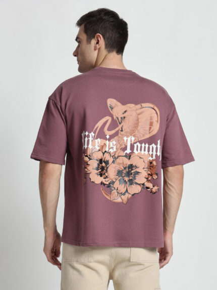 Life Is Tough Mauve Oversized T-Shirt